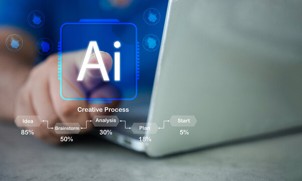 AI technology in everyday life.Technology and people concept man use AI to help work, AI Learning and Artificial Intelligence Concept. Business, modern technology, internet and networking concept.