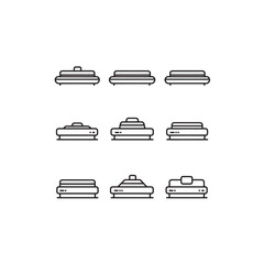 Baggage carousel line art airport luggage moving