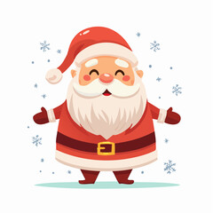 Cheerful Santa Claus illustration in winter with snowflakes, a classic Christmas character spreading holiday joy and festive spirit