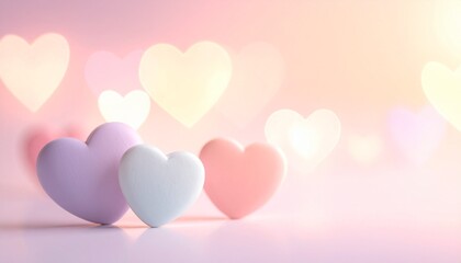 淡色グラデに浮かぶぼかしハートの優しい背景