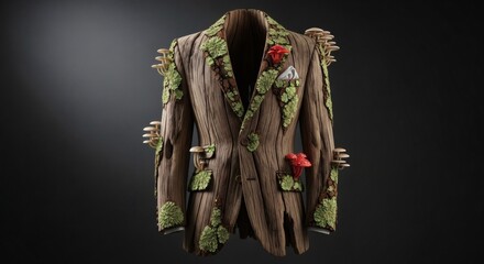 Intricate Jacket Design A Harmonious Fusion of Nature and Fashion, a tribute to the concept of organic wearables