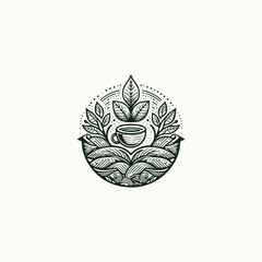 Fototapeta premium Coffee leaf logo template vector illustration design