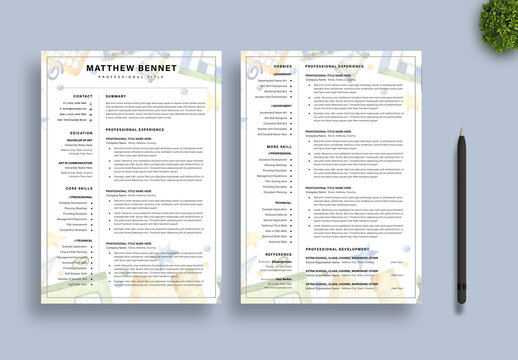 Floral Resume Design with Cover Letter