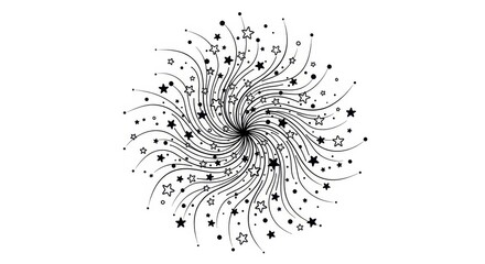 Swirling pattern of stars and dots radiates outwards from a central point