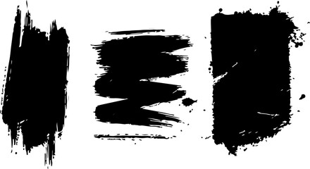 Fototapeta premium Set of three black grunge brush strokes isolated on
