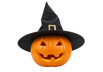 Spooky pumpkin with witch hat ready for Halloween fun