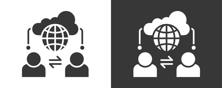Outsourcing Icon Set Vector Collection Isolated In Black And White
