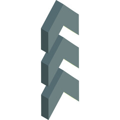 Three Dimensional Geometric Shapes Stacked Vertically With Shadow Effect On Transparent Background