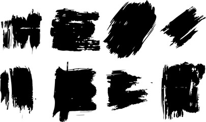 Set of various black grunge brush strokes and paint textures