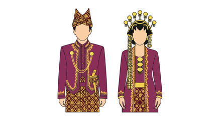 Traditional Indonesian Wedding Couple in Elegant Formal Attire.