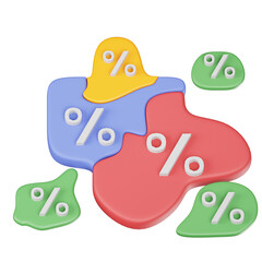 3D Rendered Discount Percentage Sign Shape Abstract Illustration