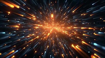 Abstract visualization of a powerful cosmic explosion with radiating energy and light particles - Powered by Adobe