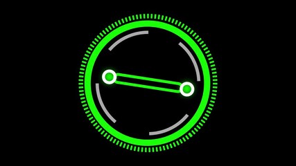 Futuristic Neon Green Circular Interface Element with Diagonal Line and Circles abstract technology .Animated futuristic neon green circular element with diagonal line, perfect for digital interfaces - Powered by Adobe