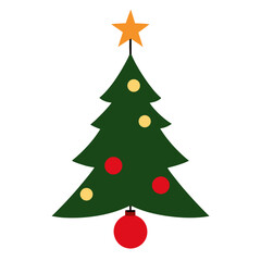 Christmas Tree Silhouette with Ornaments and Star