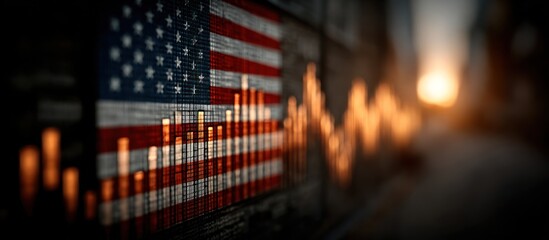 American flag with financial chart representing the state of the US economy