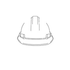 Construction helmet line art protects workers safely