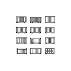 Container line art showcasing innovative compact storage organization concepts