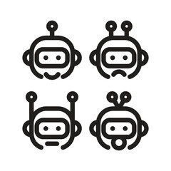 AI robot face expression vector icon set