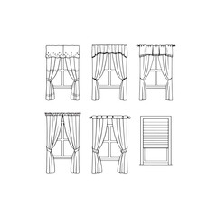 Curtain window line art elegant home design