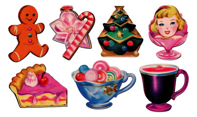 Fototapeta premium Colorful Holiday Treats and Decorations for Festive Illustrations and Designs