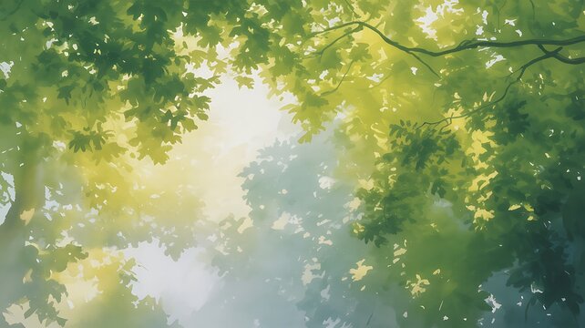 Canopy of Green Leaves with Sunlight Filtering Through - Powered by Adobe