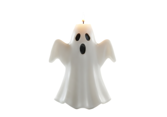 Spooky ghost candle glows with playful Halloween spirit
