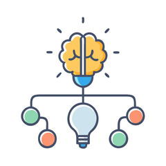 Brain lightbulb infographic highlighting innovative ideas and connections