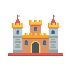 Fototapeta premium Flat style cartoon castle on a black background