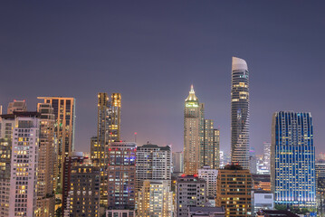Obraz premium Bangkok at night time. Colorful Sunset with CityScape at Bangkok.
