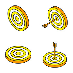 ターゲット　アイソメトリック　的　黄色　立体　ベクター