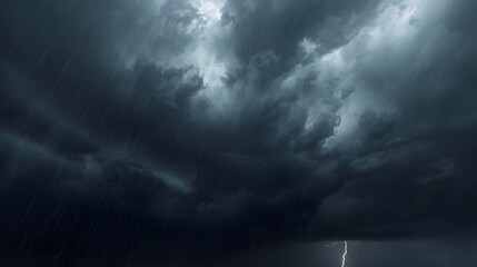 Dark Storm Clouds with Heavy Rain and Lightning