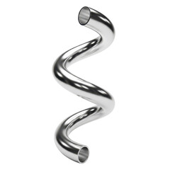 Shiny metal spiral tube isolated on transparent background