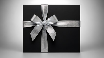 Elegant Black Gift Box Tied with Silver Ribbon for Special Occasions