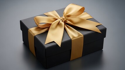 Elegant Black Gift Box with Gold Ribbon A Perfect Present for Any Occasion
