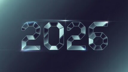 New year 2026 stylish number with modern geometric design on blue background