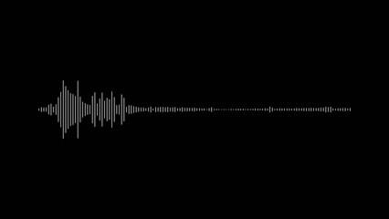 White sound wave graphic on black background audio waveform
