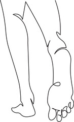 Elegant one-line drawing of feet and legs showcases minimalist design and body positivity, perfect for health, wellness, and artistic expression projects
