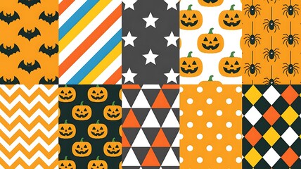 Halloween Themed Seamless Patterns Collection background