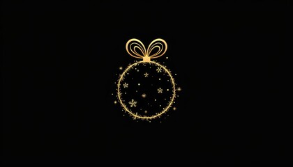 Fototapeta premium Elegant gold christmas sphere with decorative bow beautiful gold christmas ball embellished with elegant bow ideal for festive display