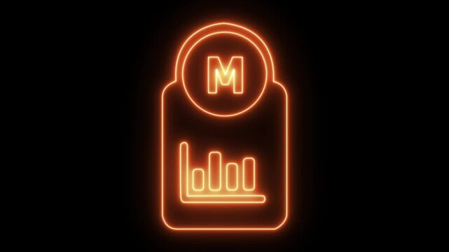 Abstract glowing neon Measurable Smart goal setting icon animation with dark background.