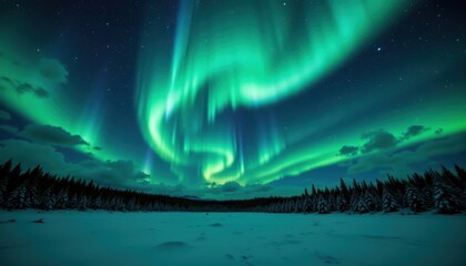 Obraz premium Celestial aurora display northern lights spectacle mesmerizing aurora painting vibrant patterns across the night sky a natural light spectacle