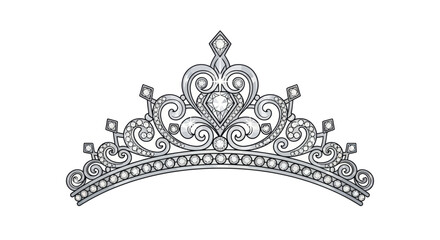 Ornate Silver Crown with Heart and Diamond Details. © Berkah