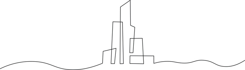 Elegant city skyline one-line drawing for modern minimalist design projects and creative branding, offering sophistication and a clean aesthetic for urban themes
