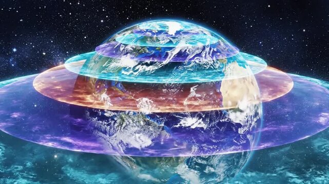 Cosmic Layers of Earth and Atmosphere A Visual Representation of Our Planet's Protective and Energetic Spheres