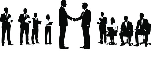 Business professionals shaking hands, office meeting, corporate agreement, team collaboration, workplace networking, formal introduction, teamwork, negotiation, professional interaction, business deal