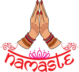 Namaste gesture vector hand drawn	