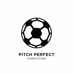 Obraz premium Black and White Soccer Ball Logo for Pitch Perfect Consulting.