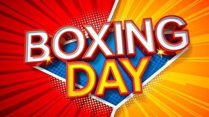 Colorful boxing day comic style design with bright festive background
