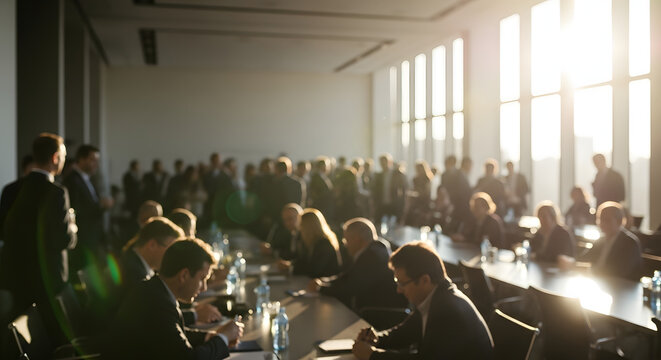 Business team learning in a conference room presentation