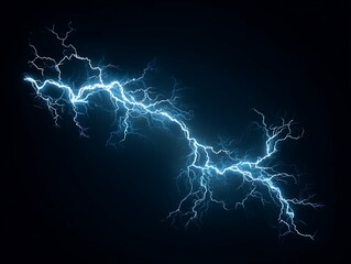 Electric Blue Lightning Branching Across a Dark Background Energetic Display of Powerful Natural Phenomenon